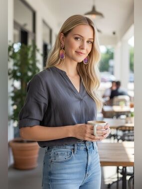 KENDRA SCOTT Danielle Iridescent Pink / Gold Elongated Statement Earrings